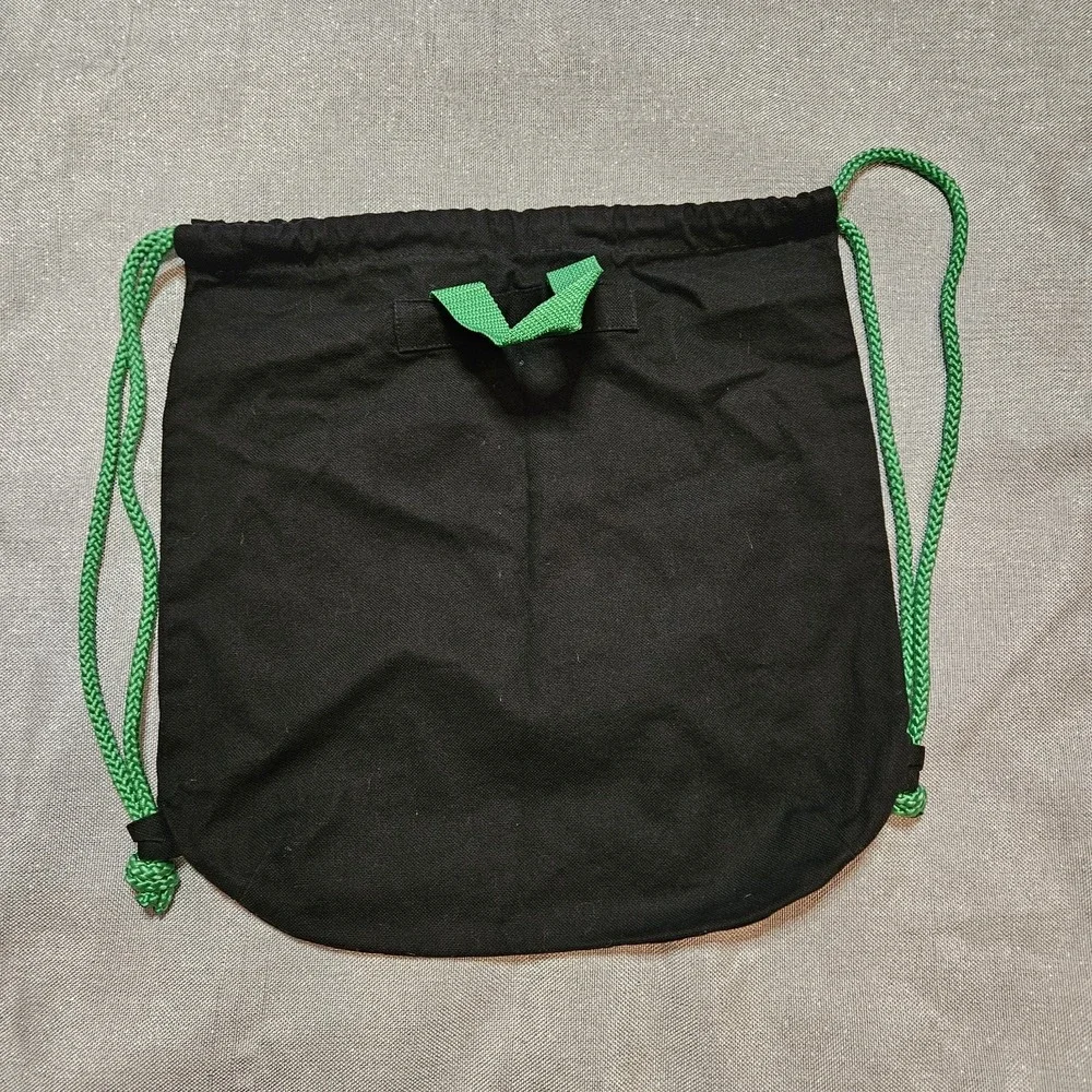 Girl Scouts Drawstring Bag Black Canvas Pink Green Floral‎ Stars Print Washable